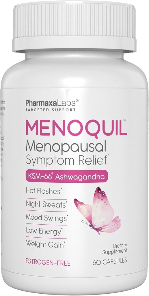 Menopausal multi-Simptom Relief - Podpora vročim bliskavicam, nočnim potem, Mood Swings & Pomirjujoče spanje - Črna Cohosh, Ashwagandha, Chasteberry, Soy Isoflavones, Grozdno seme & Sage - 60 kapsul