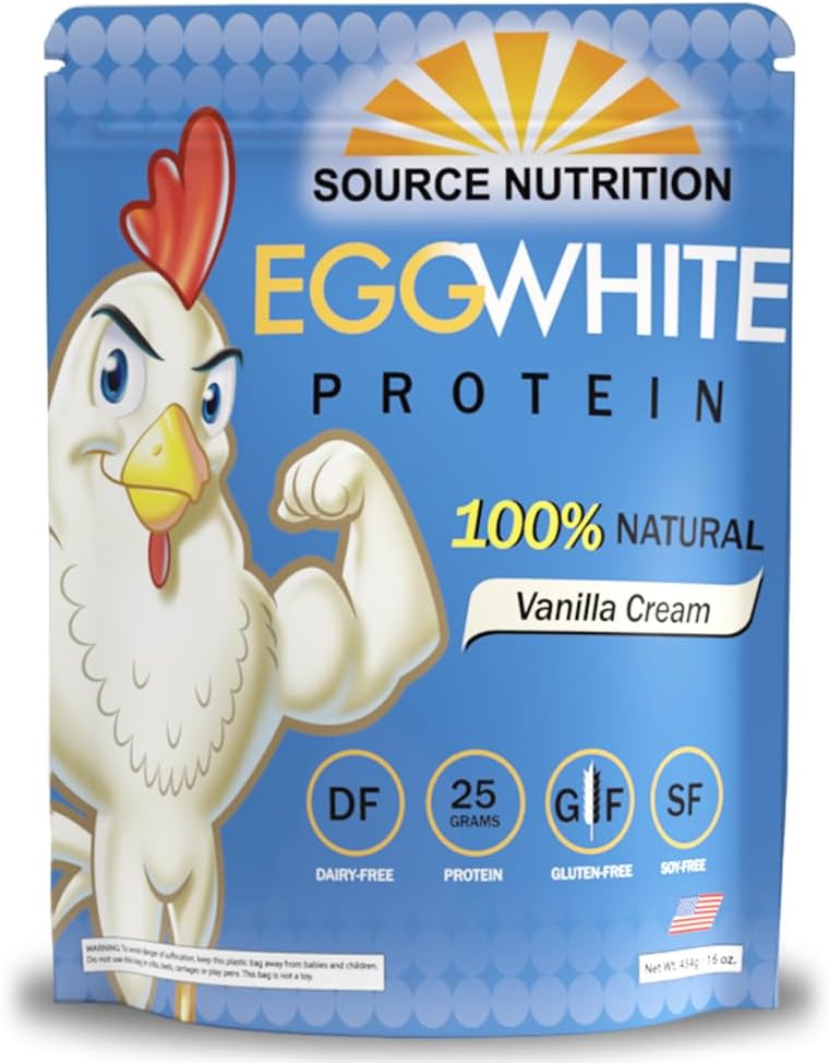 TradeKing 1 Lb Egg White Protein Powder by Source Nutrition - 25 Grams Protein, Build Lean Muscle, Dairy Free - Vanilla Cream