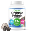Orgain Organic Vegan Protein Powder, Cookies & Cream - 21g Rastlinske beljakovine, 7g Prebiotične vlaknine, nizko neto ogljikove hidrate, brez laktoze Sestavine, Brez dodanega sladkorja, ne-GMO, za stresanje in napitke, 2,03 lb