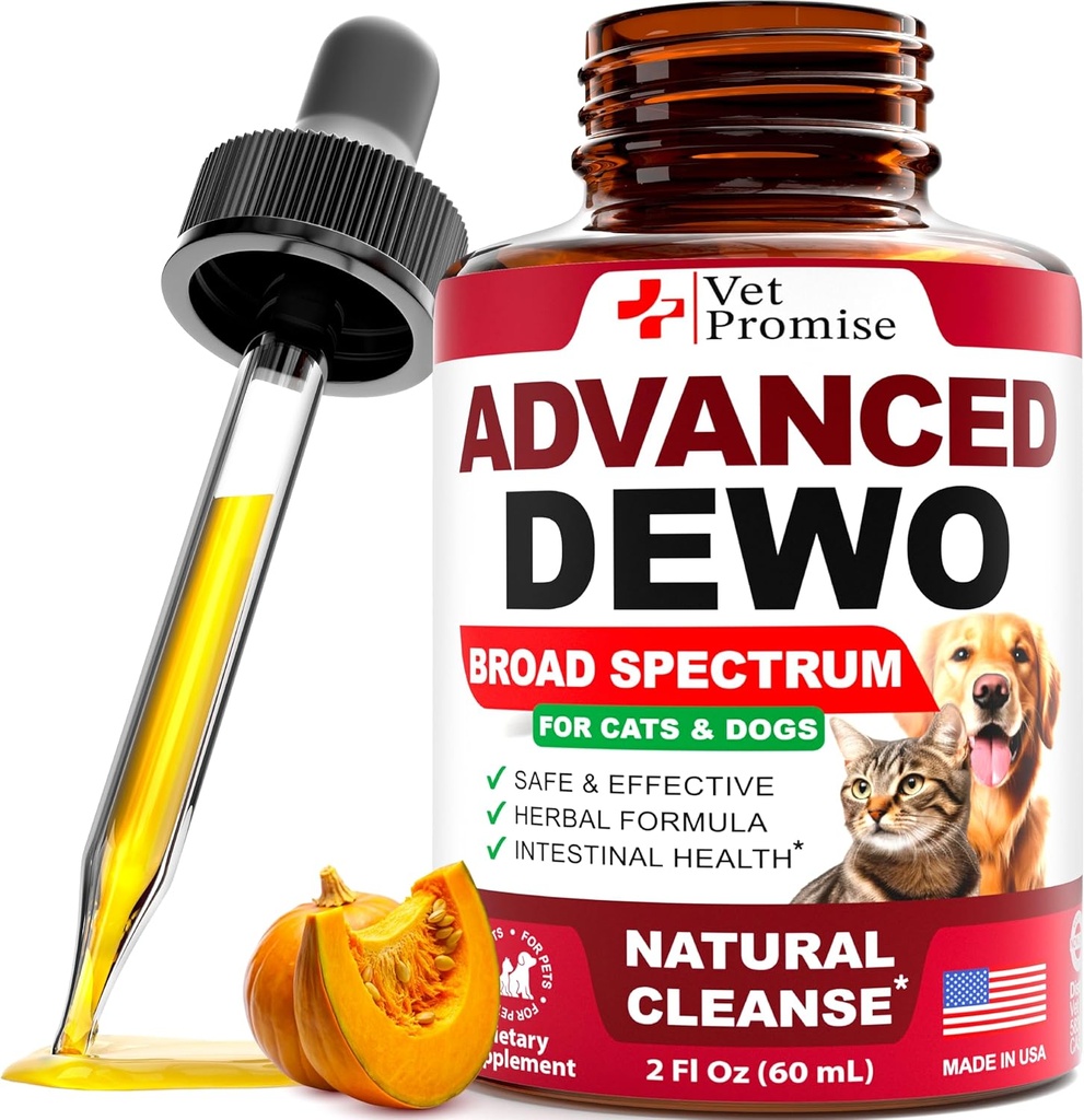Natural Cat & Dog Črevesna obramba - Herbal Broad Spectrum Cleanser - Pomaga odstraniti parazitov in strupov - Tekoča zdravila dodatek za Puppies & Kittens – UTI podpora - Made in USA