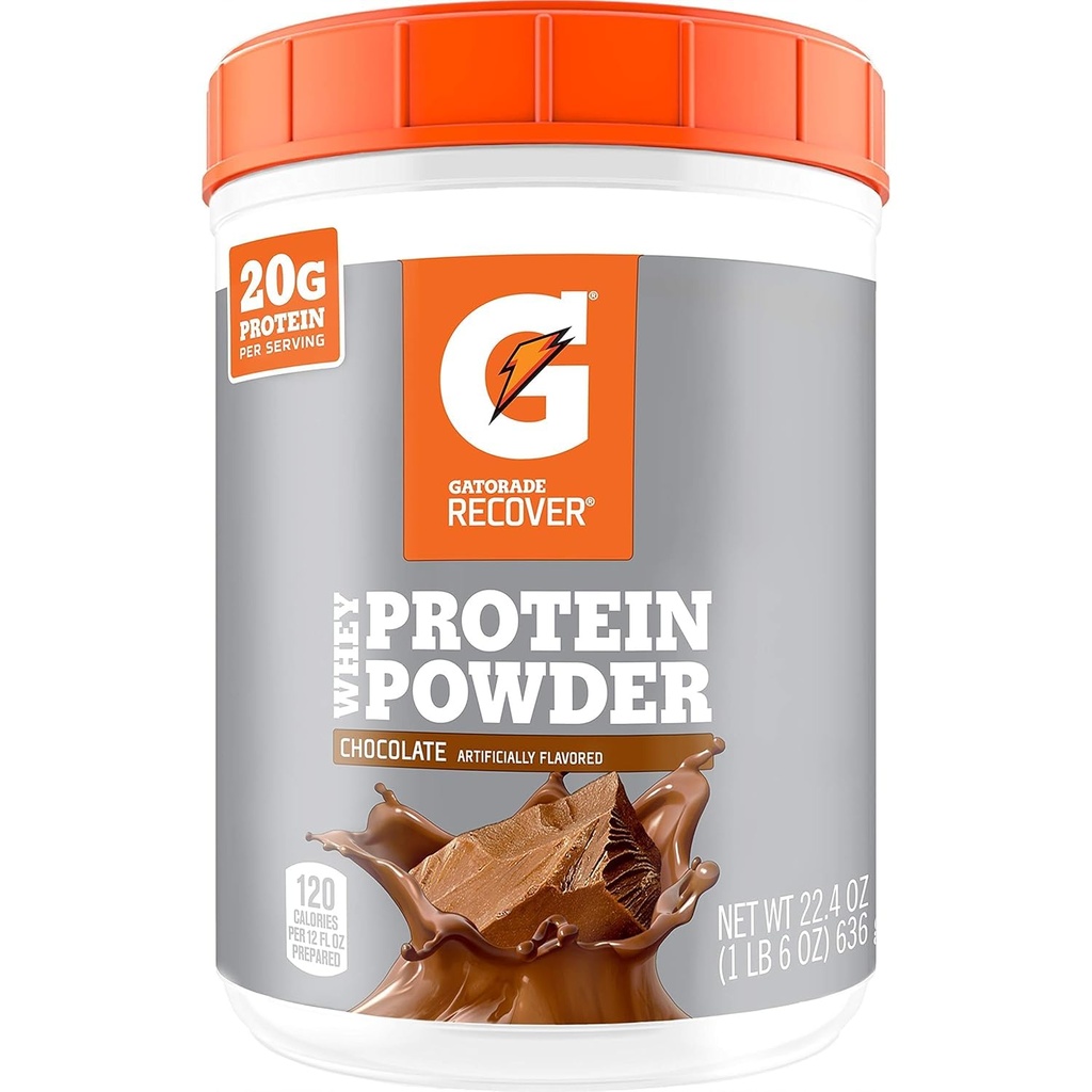 Gatorade Whey Protein Powder, čokolada, 22.4 Ounce (20 odmerkov na posodo, 20 gramov beljakovin na odmerek)