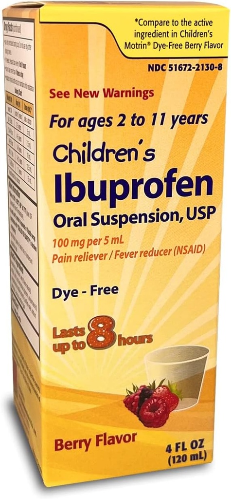 Taro Otroški Ibuprofen peroralna suspenzija 100 mg na 5 ml, 4 Fl Oz, Pain Reliever in Reduciralec vročine za starosti 2-11 let, Dye-free, Berry Flavor