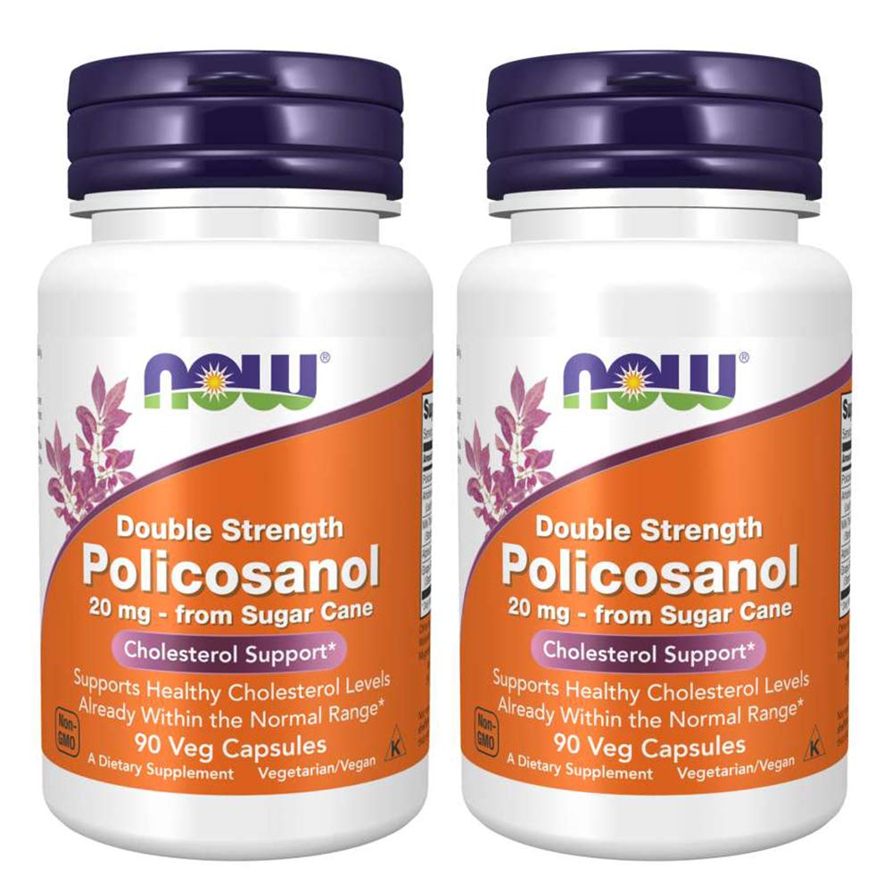 NOW Foods Policosanol Double Strength, 90 Vegetable Capsule (Pack of 2)