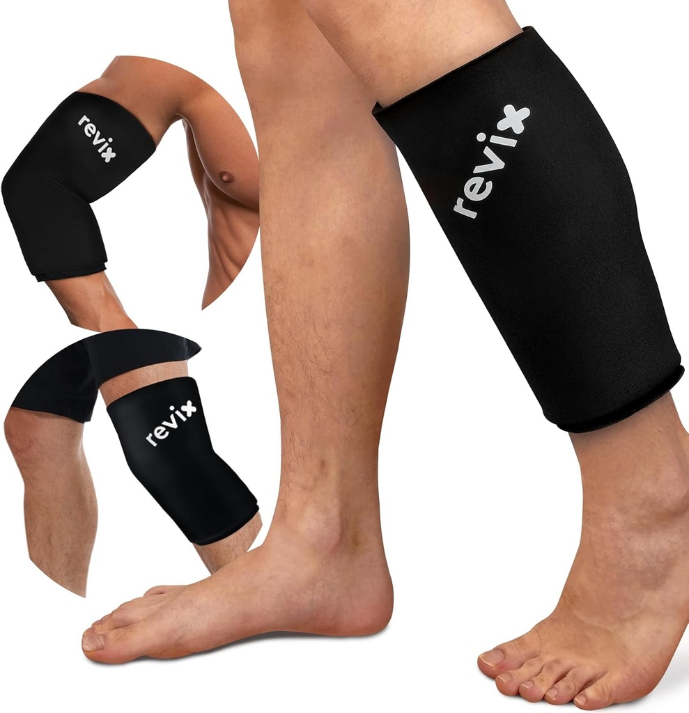 REVIX XL Shin sprints Ice Sleeve, Calf Ledeni paketi za poškodbe ponovno uporabe, koleno, roke in kolena, spodnja noga stiskanje Sleeve Cold Pack olajševa poškodbe kosti in tek okrevanje, 360° pokritost