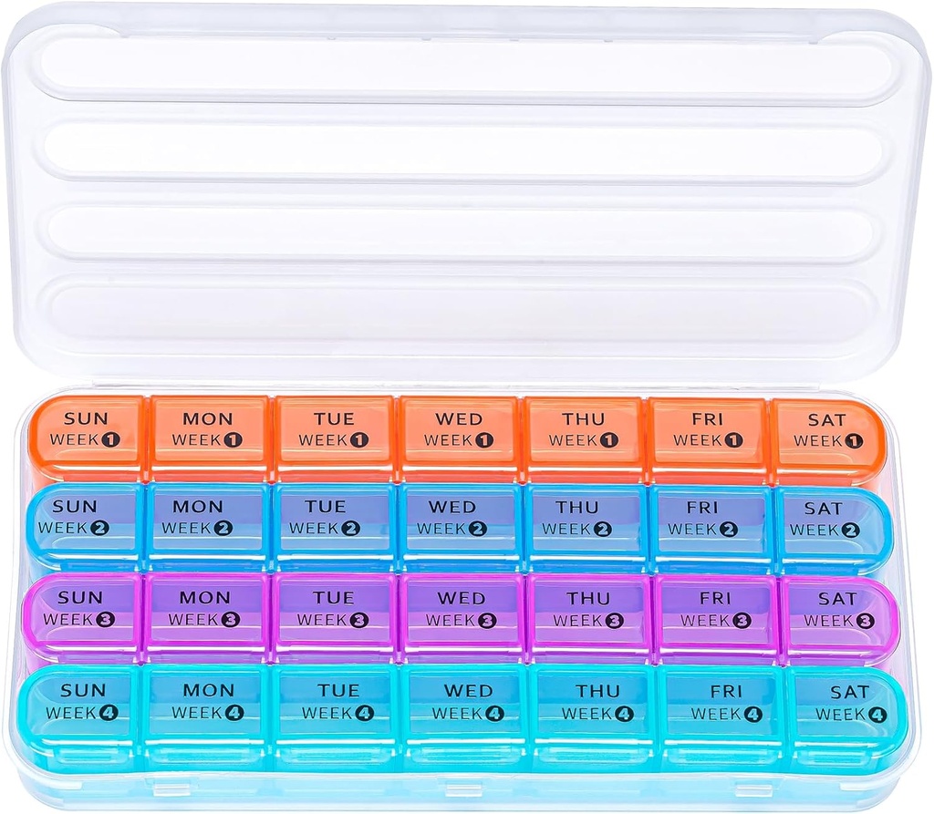 Zoksi mesečni tablete Organizator 28 dan 1 čas na dan, velike 4 tednov tablete Box Organizator, prah-proof en mesec tablete primer, potovalne medicine organizator mesečno, prenosne tablete vsebnik za vitamine in Meds