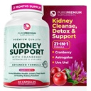 PurePremium Ledvice Supplement – Ledvice Cleanse Detox in Popravila z brusnic Extract & Astragalus - 21-in-1 Complex Podpora Normalen Bladder, Sein Tract & Ledvice zdravje - 60 dan