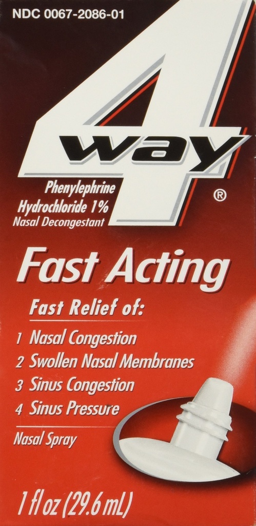 4Way hitro delujoč nosni pršilo za odrasle in otroke 12+, Sinus Congestion Relief in Nasal Congestion Relief Nasal Spray - 1 Fl Oz Spray Steklenica