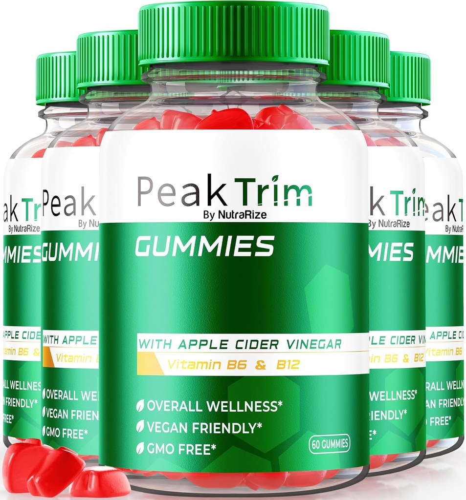 (5 Pack) PeakTrim Keto Gummies, Uradni PeakTrim Keto ACV Gummies, Vse naravne Keto Gummy, Apple Cider Vinegar 1000MG, Največja moč hujšanje dodatek za podporo Fitness, Review (300 Gummies)