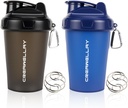 2 Pack Shaker steklenice za mešanice beljakovin, 17 oz Majhne Beljakovinske Shaker steklenica z ročajem, Gym Shaker pokali z mešalno žogo za pred vadbo, BPA-free & Dishwasher Safe (črna, modra)