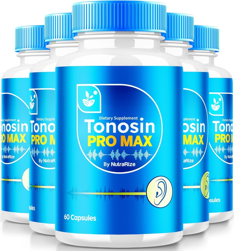 NutraRize (5 paketov) Tonosin Pro Max kapsule, Uradna formula zdravja ušes, Vsenaravni dodatek za spodbujanje zdravja notranjega ušesa, Premium sluh podporo, TonosinProMax Reviews (300 kapsul)