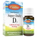 Carlson - Super Daily D3, kapljice vitamina D, 1.000 i.e. (25 μg) na kapljico, 1-letna zaloga, vitamin D3 Tekočina, srce in imuno zdravje, vegetarijanske, kapljice tekočega vitamina D3, nearomatične, 365 kapljic