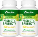 Probiotiki za ženske- 300 milijard CFU, 24 sevi Probiotik+15 Organski zelišči Prebiotiki Mešanica, Pre in probiotiki, za digestivno zdravje, Imuno & Gut, Driska, Bloating, Vegan, 4 Mesec dobave