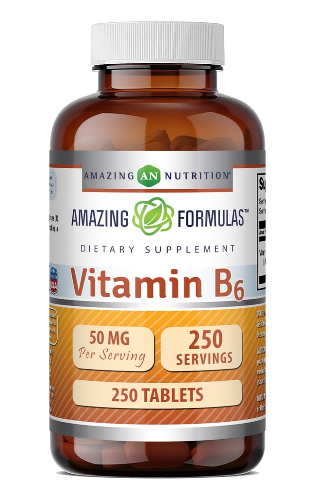 Neverjetne formule Vitamin B6 Piridoksin 50mg 250 Tablete dodatek 