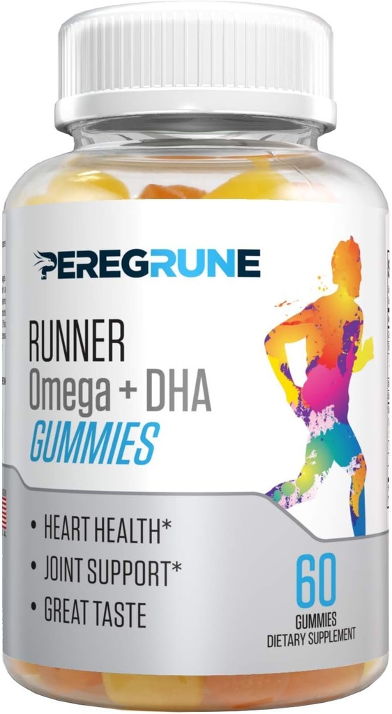 Runner Omega 3, 6, in 9 Gummies Plus DHA - Dnevni tek dopolnila – 50% manj sladkorja – srce in skupno zdravje Gummy za športnike – GMP Certified