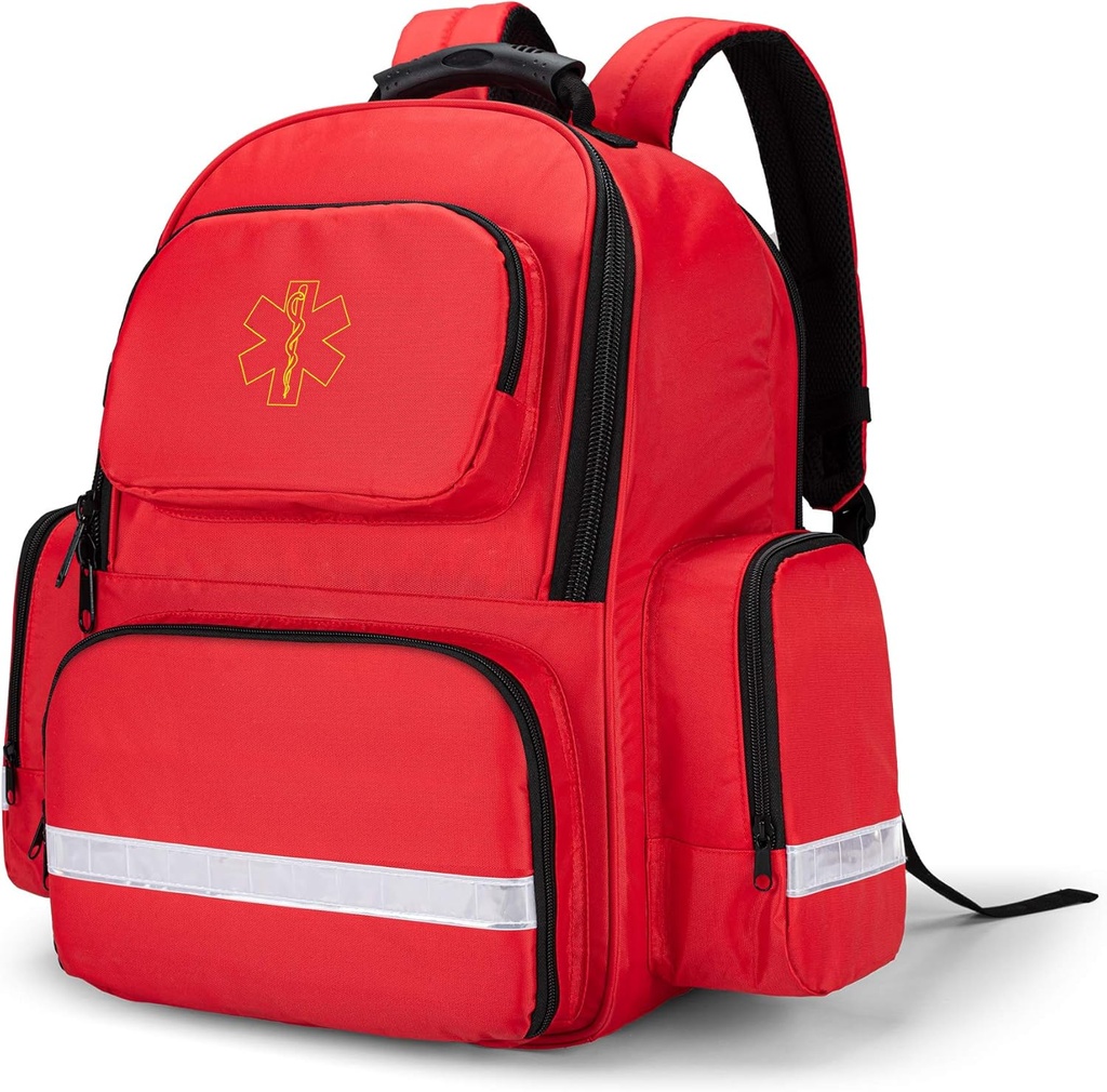 Trunab prvi odzivnik Torba Trauma Backpack Prazno, Medicinski kompleti za nujne primere Skladiščni Jump Bag Pack za EMT, EMS, Policija, Gasilci, Varnostni častniki - Patented Design Red