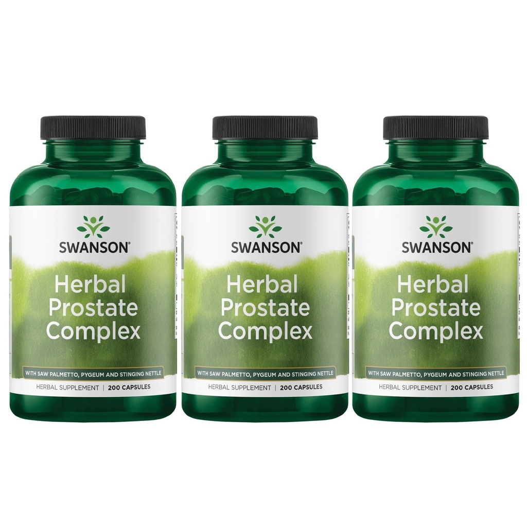 Swanson Herbal Prostate Complex - Moški dodatek - Lastnosti Pygeum, Saw Palmetto & Stinging Nettle - (200 kapsul) (3 paket)
