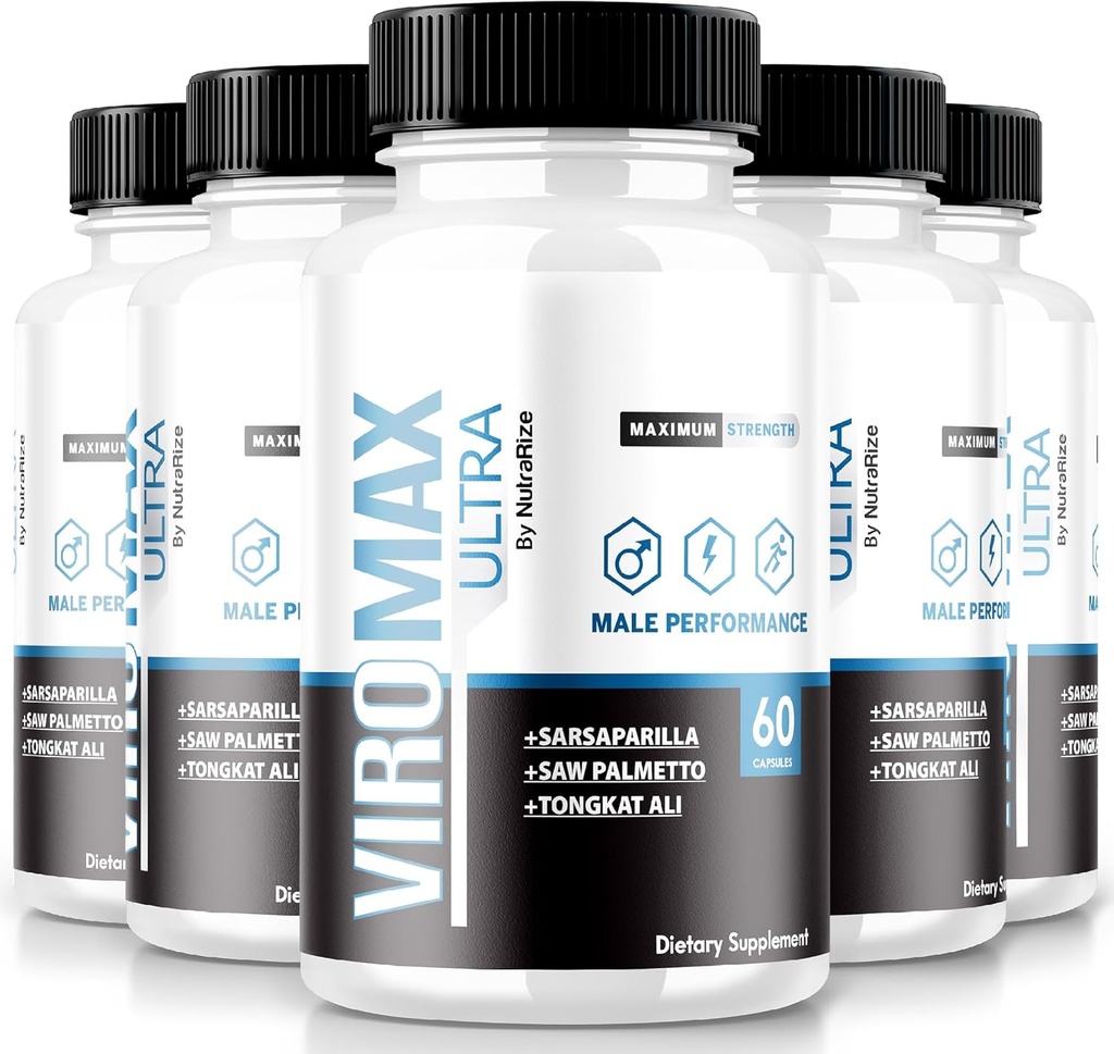 NutraRize (paket 5 ViroMax Ultra tablete, največja moč Formula za povečanje energije in zmogljivosti, vse naravne kapsule za mišično moč, Dopolnilni komentarji (300 kapsul)