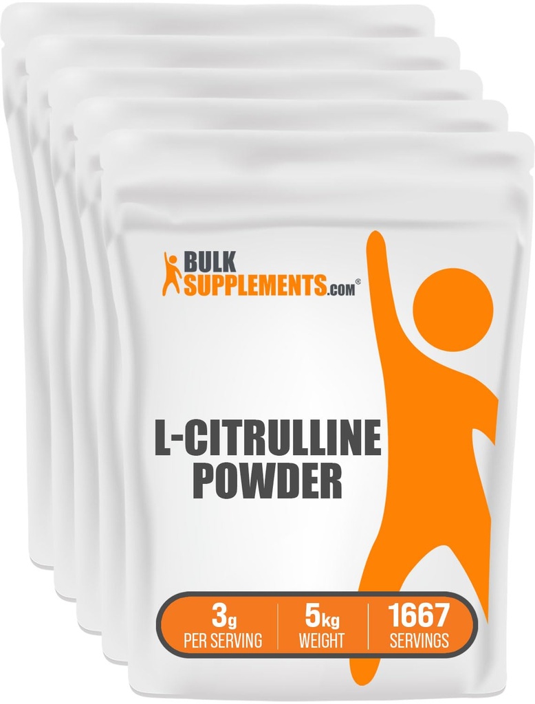 BulkSupplements.com L-Citrulin prašek - Citrulin dodatek, dušikov oksid dodatek - Unflavored & Gluten brezplačno - 3g na serviranje, 1kg (Pack of 5) (11 funtov)