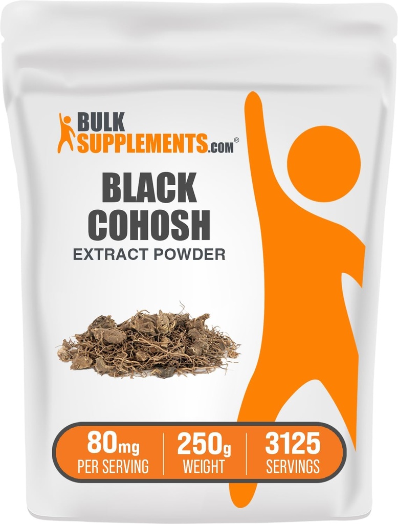 BulkSupplements.com Black Cohosh Extract Powder - iz črnega Cohosh Root, Zeliščni dodatek - Vegan & Gluten Free, 80mg na Serving, 250g (8,8 oz) (Pack of 1)