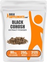 BulkSupplements.com Black Cohosh Extract Powder - iz črnega Cohosh Root, Zeliščni dodatek - Vegan & Gluten Free, 80mg na Serving, 250g (8,8 oz) (Pack of 1)