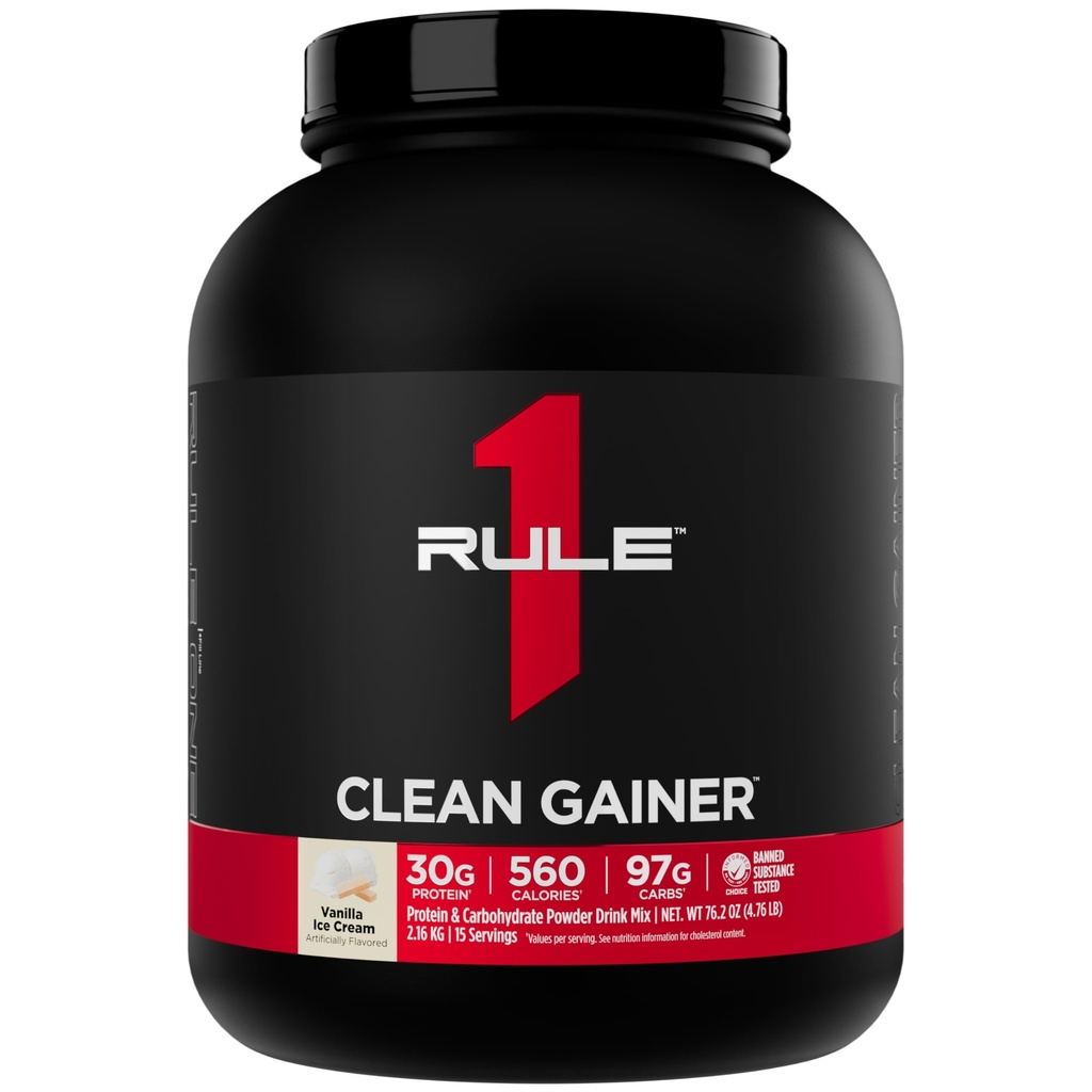 Pravilo 1 Clean Gainer - High-Protein Lean Gain Formula s 560 Calories, 30g proteina Full-Spectrum, več kot 90g ogljikovih hidratov, pod 6g maščobe (15 Servings, Vanilla Ice Crème)