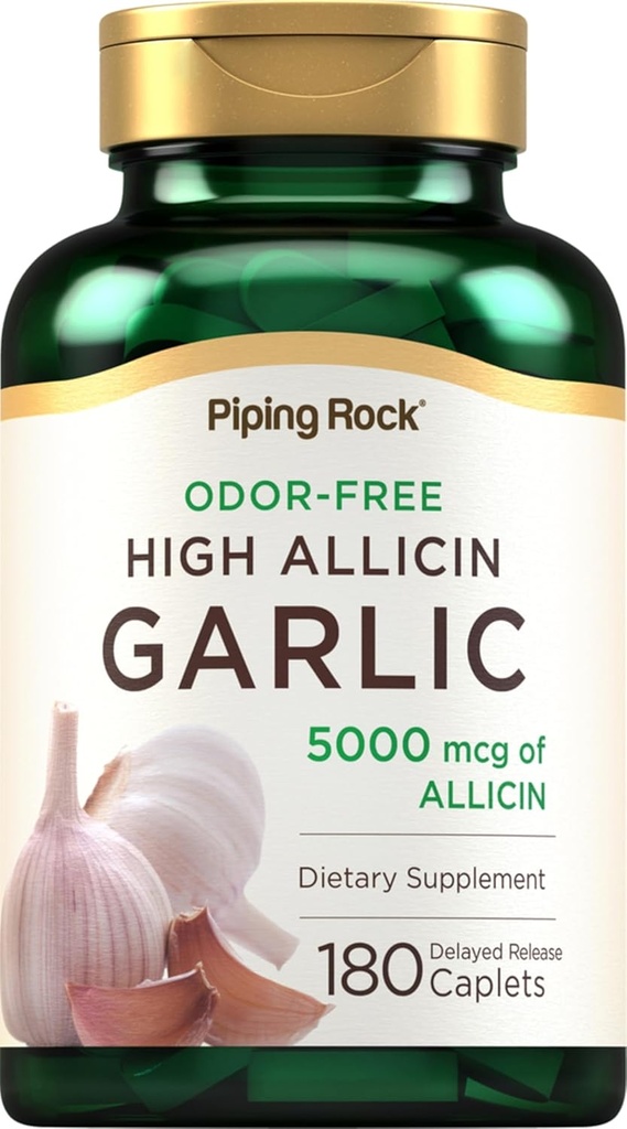 Piping Rock Odorless Česne tablete z visokim alicinom 