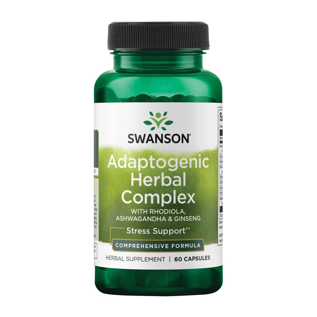 Swanson Rhodiola Ashwagandha Ginseng Kompleksna energija Imunska funkcija Živčevje Stres Podpora Adaptogeni Herb Dodatek 60 Kapsula