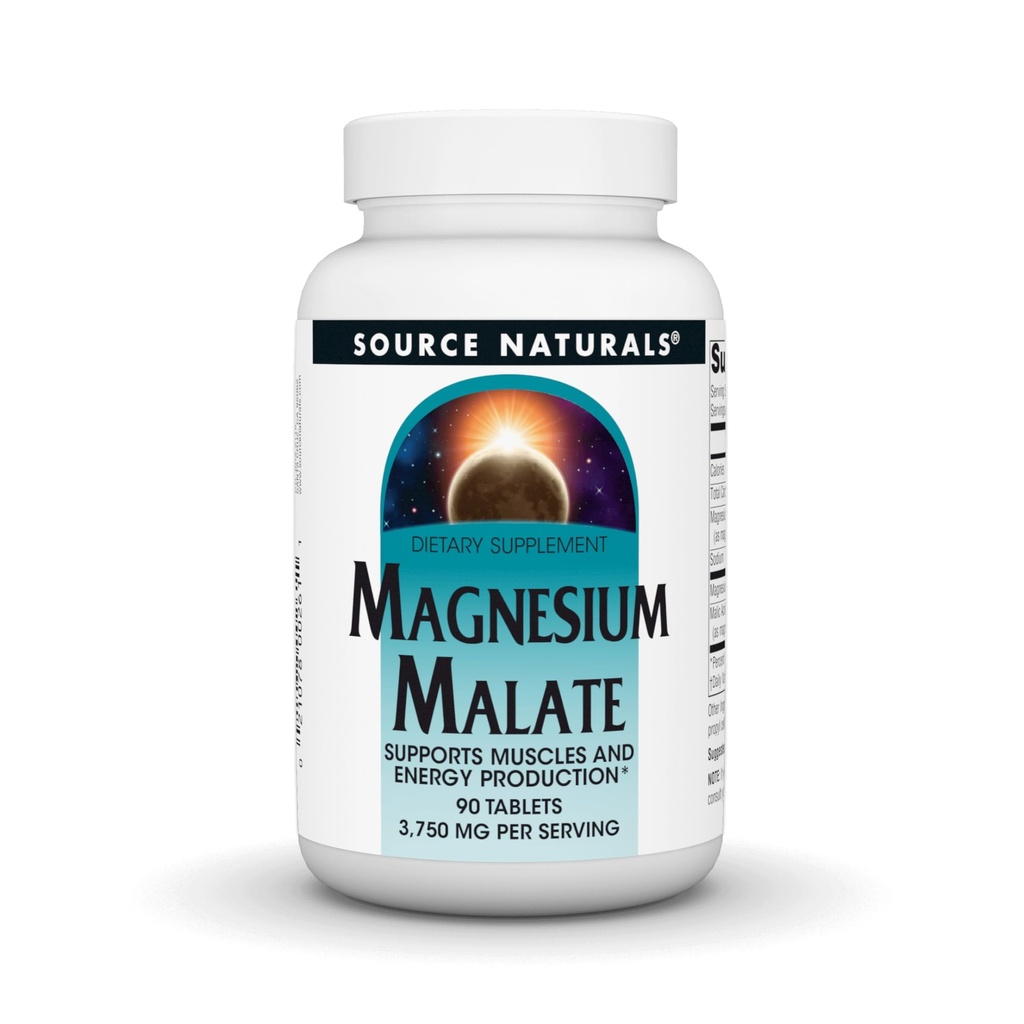 Vir Naturals Magnezijev malat, Podpira mišice in proizvodnjo energije*, NonGMO, Vegetarian prijazno magnezijev dodatek, 3.750 MG na serviranje - 90 tablet