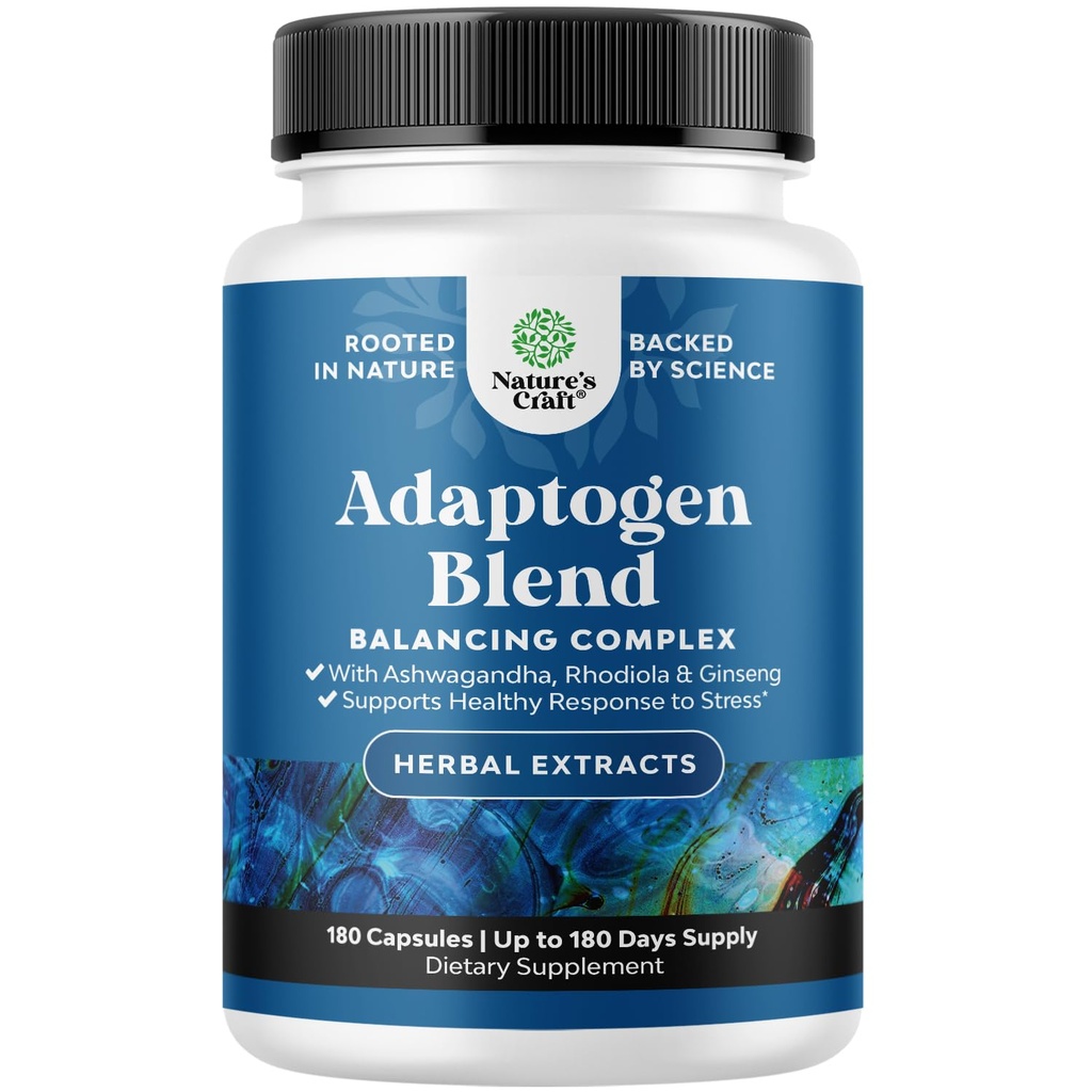 Herbal Adaptogen Mood Support Supplement - Umirjanje Adaptogens Supplement for Stres & Cortisol Management with Ashwagandha Rhodiola Rosea & Maca Root - Vegan Non GSO & Daytime Friendly -180ct