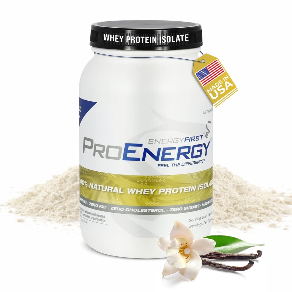 Energija Prvi izolat sirotkinih beljakovin Vanilla - hrana za pašto, nič laktoze, brez glutena, vse naravno, brez sladkorja za Keto & Recovery, 2 lb