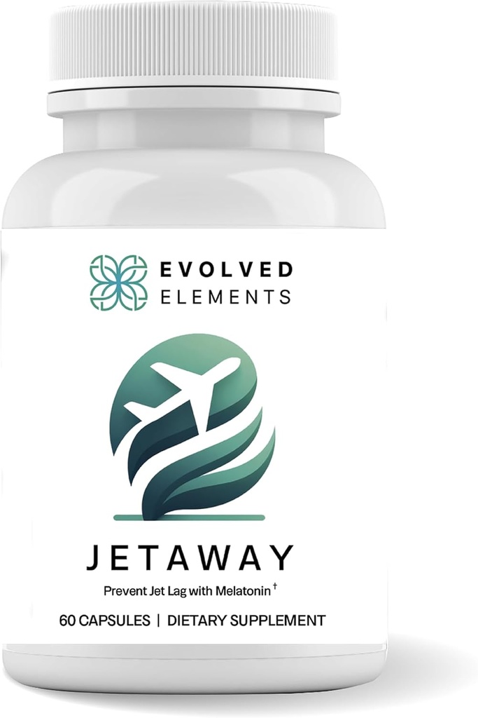JetAway – Natural Sleep Support Supplement with Bio-Fermented Melatonin – Jet Lag Support – Alergen-Free, No Jet Lag (60 kapsul)