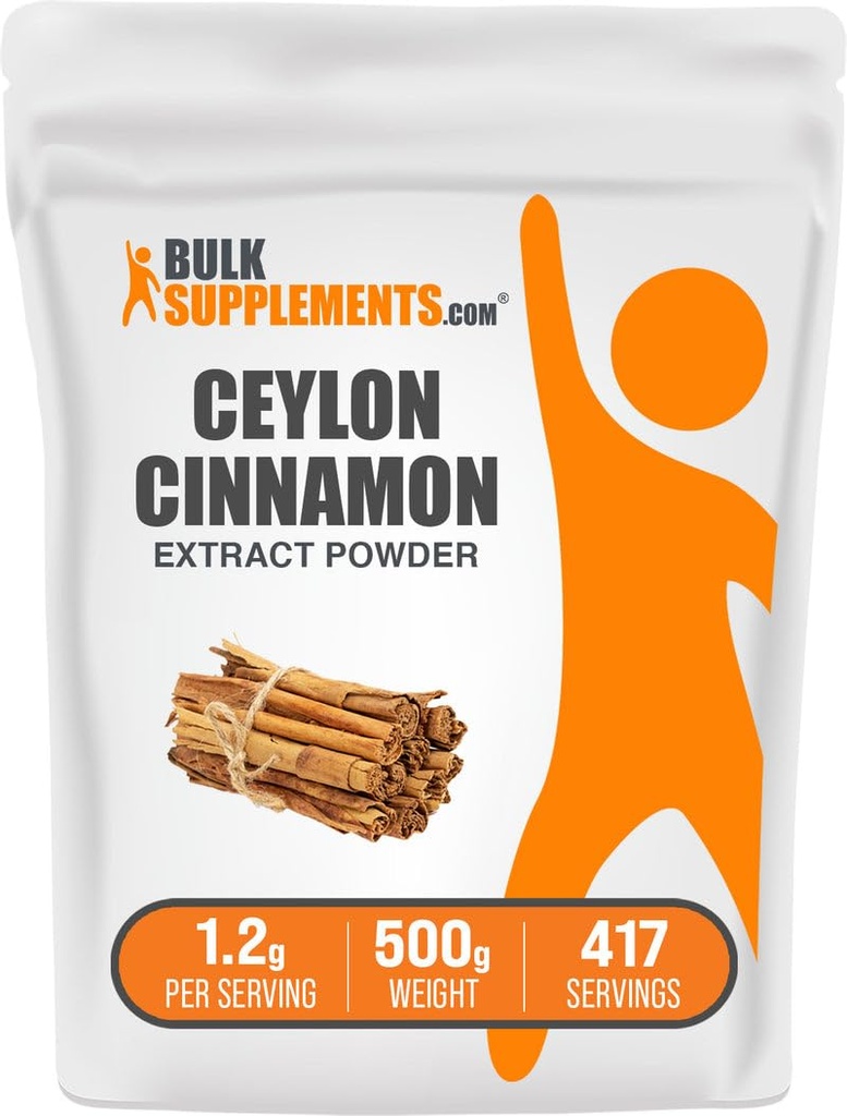 BulkSupplements.com Cimet Bark Extract Powder - Ceylon Cimet dodatek, Zeliščni dodatek - Vegan & Gluten Free, 1,2g na Serving, 500g (1,1 lbs) (Pack of 1)