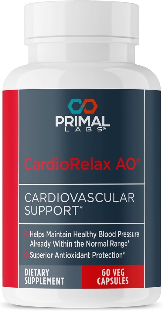 Primal Health CardioRelax AO - Coencim Q10 Formula, Bioperine + Olive Leaf Extract - 60 kapsul