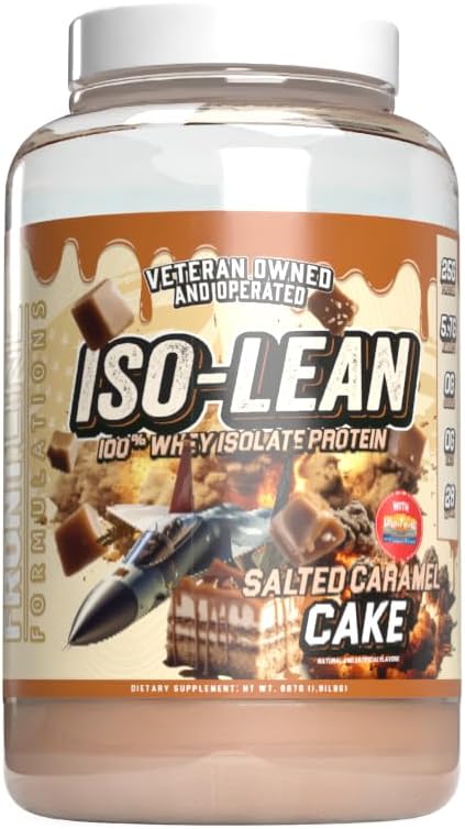 Isolean, 100% izolat sirotkinih beljakovin, hitra absorpcija, Iso Lean, nizek sladkor, maksimalna regeneracija, 25 gramov na strežbo, Veteren v lasti in delovanju (28 Serving, Soled Caramel Cake)