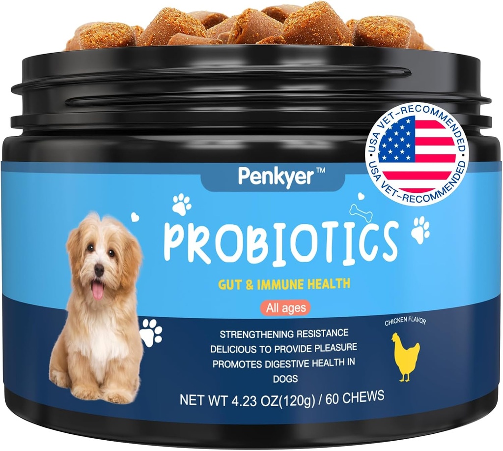 Probiotiki za pse, pasje probiotične žvečilke za Gut Immuniteta zdravje Yeast Srbeče kože ušesa Puppy Probioticos Prebavne encime s prebiotiki Žvečljive zmanjšanje diareje plin alergije