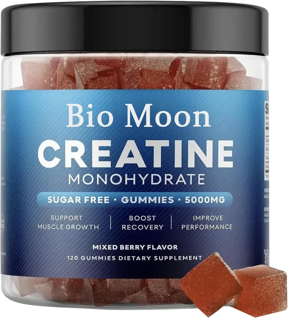 Kreatin Monohidrat Gumies 5000mg za moške in ženske, Žvečilni Kreatin Monohidrat za mišično moč, Energy Boost, Predworkout dodatek(120 Count)- Mešane jagode aroma