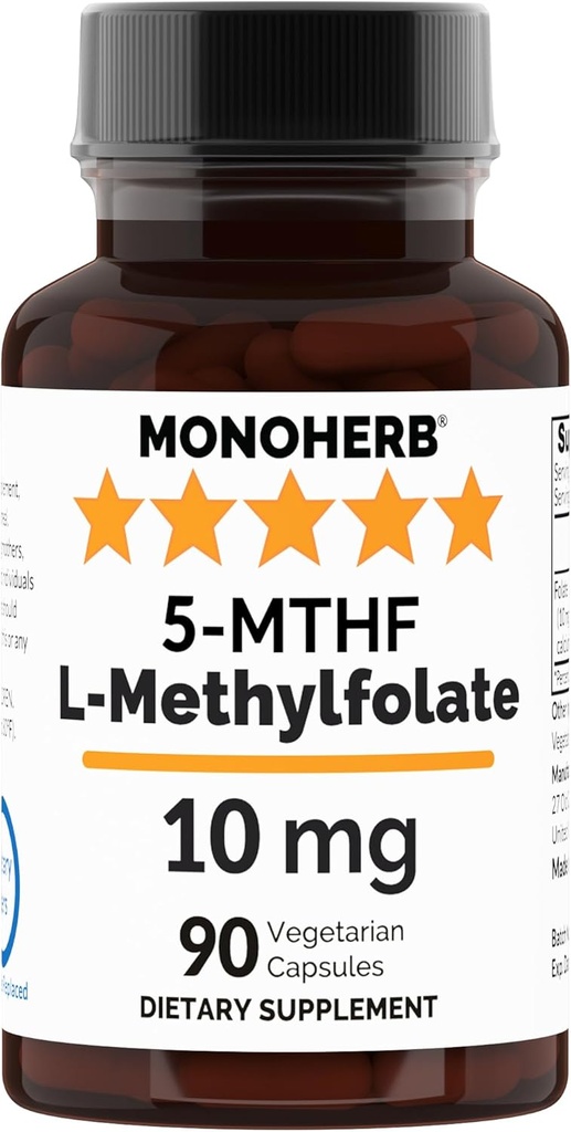 MONOHERB L-metilfolat 5-MTHF 10 mg - 90 vegetarijanskih kapsul - metil Folat dodatek