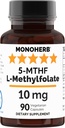MONOHERB L-metilfolat 5-MTHF 10 mg - 90 vegetarijanskih kapsul - metil Folat dodatek