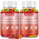 Kalcijev citrat Gumiji - 1200mg Kalcijev gumi z magnezijevim cinkom Vitamin D3,K2, B6, B12 za kosti, mišice, sklepe, Imunska podpora, Visoka absorpcija Kalcijev dodatki za ženske in moške 2 pakiranji