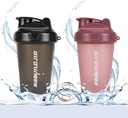 2 PAKIRANJA Shaker steklenica drži do 17oz, Mešanje kroglica whisk, Prenosni Predworkout proteinski napitek pokal, Mešanice Cocktails Smoothies Shakes, BPA Free & Dishwaster Safe Black/Pink