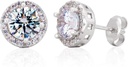 Sterling srebrni ročno izdelani Zircon Gemstone Halo 9mm uhani