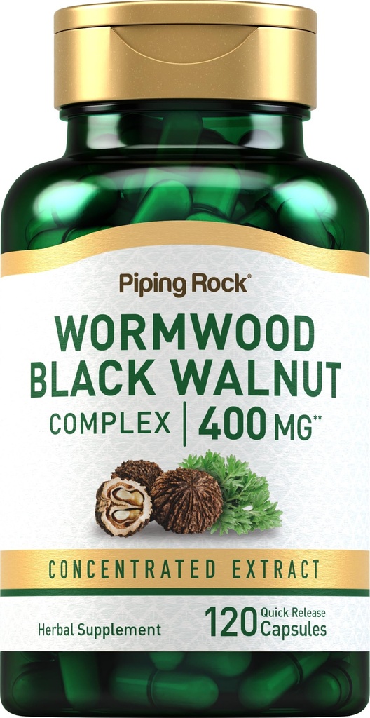 Piping Rock Wormwood Black Walnut Capsules | 120 Count | Herbal Extract Complex | Non-GMO, Gluten Free Supplement
