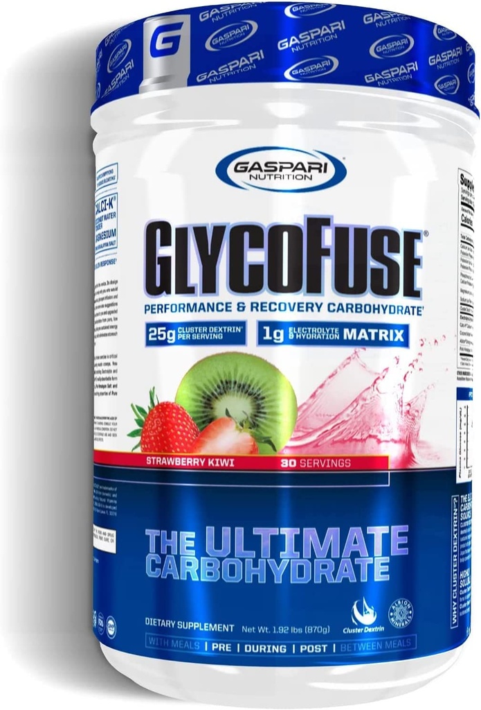 Gaspari Nutrition Glycofuse: Performance and recovery Carbohidrat, 25g Cluster Dextrin in 1g Elektrolit in Hydration Matrix (Strawberry Kiwi, 30 Serving)