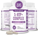 Premium 5-HTP Plus dodatek 250mg Največja moč - Pomoč za spanje, Mood Boost, spodbuja mir in sprostitev, Stress Management Podpora - Povečana z vitaminom B6, Gluten brezplačno, Non-GMO, 60 Veggie Caps