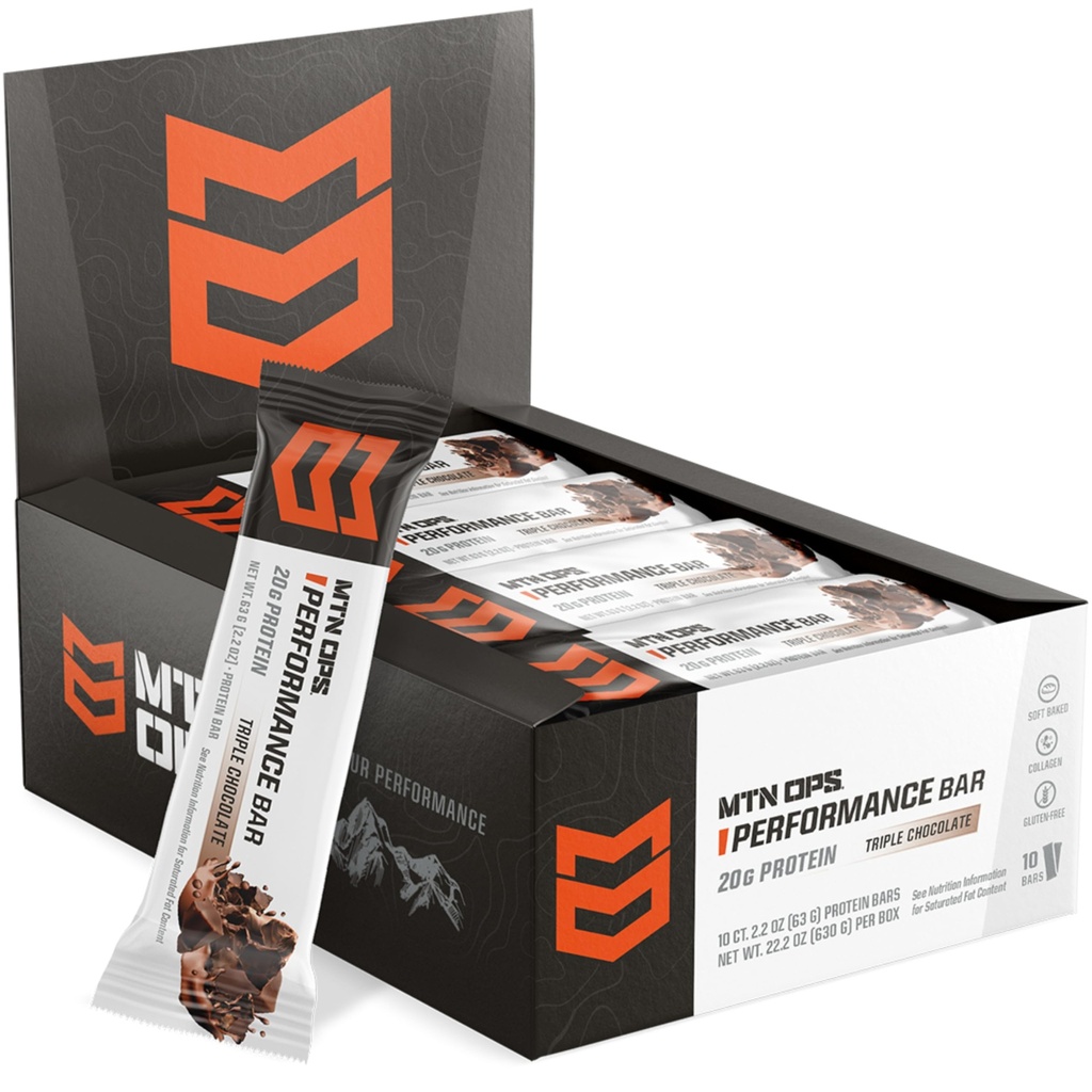 MTN OPS Trojna čokolada Mudslide Protein Bars, visoke beljakovine z izolatom sirotke in koncentratom sirotke in kolagen, nizko sladkor, brez glutena, 10 število