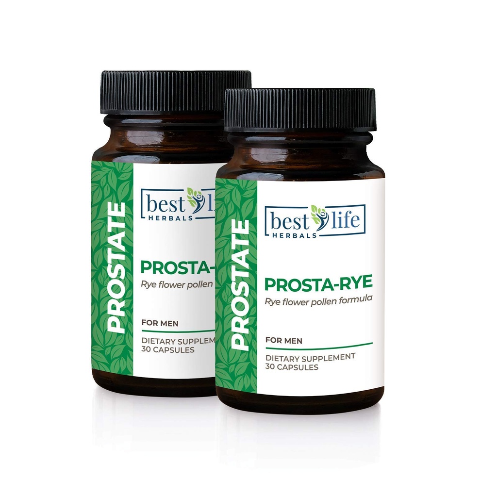 Best Life Herbals Prosta-Rye - Naravni prostate dodatek za moške, ki doživljajo razširjene prostate, pogosto uriniranje, preveč aktivni mehur - 2 steklenici, 60 kapsul
