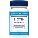 Vitamin Shoppe Biotin 1.000MCG, prehranska presnovna podpora za zdrave žive lase, zdrave kože in močne nohte, proizvodnja energije (120 kapsul)