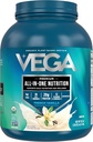 Vega Organic All-in-One Vegan Protein Powder French Vanilla (43 Servings) Superfood sestavine, Vitamini za podporo imunitete, Keto prijazno, Pea Beljakovine za ženske in moške, 3.10lbs(Pack of 6)