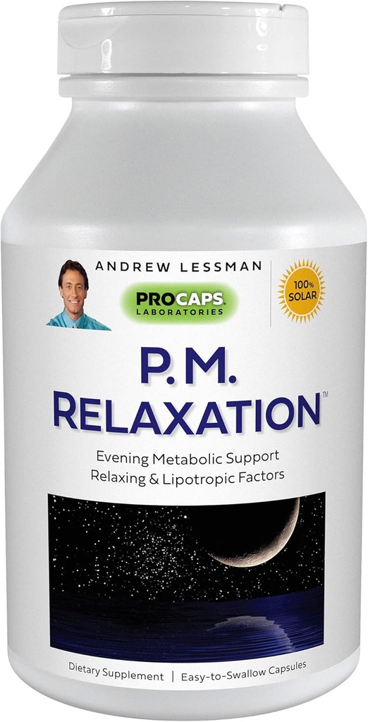 ANDREW LESSMAN P.M. Sprostitev - 180 Kapsule - Naravna podpora nežnemu mirnemu spancu z melatoninom, Valerijanom, Pasijonko, hmeljem, Kamilico. Brez jutranjega godrnjanja majhne kapsule lahke za pogoltniti